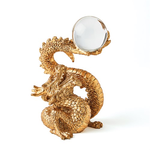 Dragon Holding Sphere-Gold Leaf