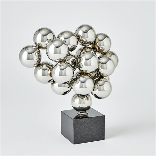 Sphere Sculpture-Nickel w/Black Granite