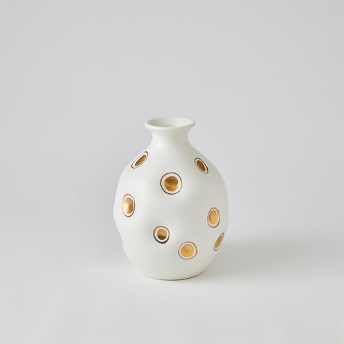 Dimples Vase-White-Round