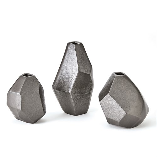 S/3 Geo Vases-Black Nickel