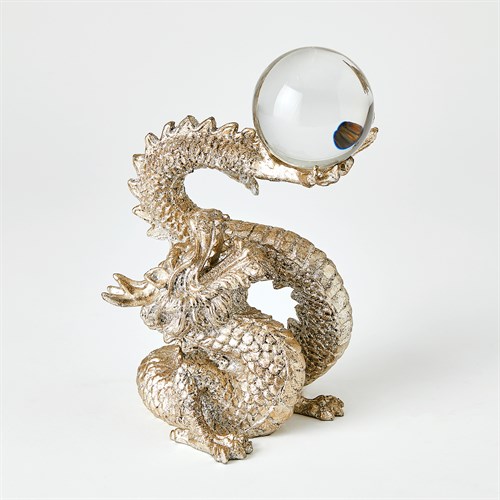 Dragon Holding Sphere-Silver Leaf