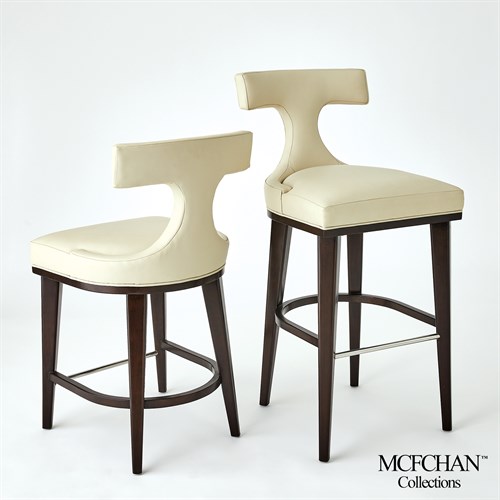 Anvil Back Counter Stool-Ivory Leather