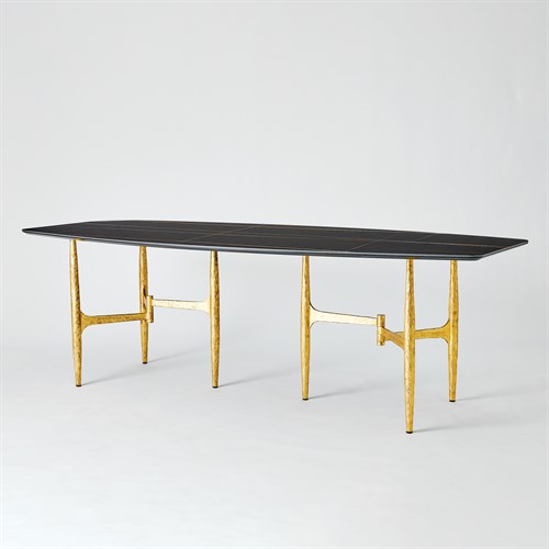 Radius Rectangle Table-Gold/Noir Lux Top