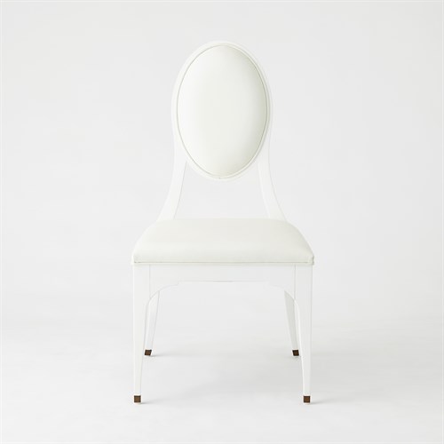 Harlow Chair-White w/White Leather & Muslin