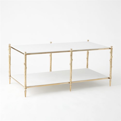 Arbor Cocktail Table-Brass/White Marble