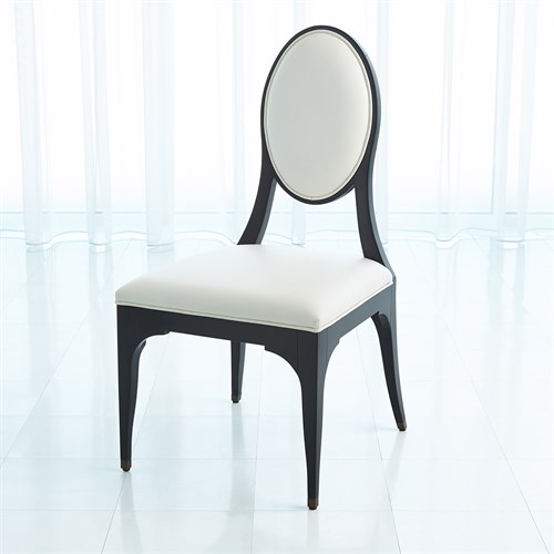 Harlow Chair-Black w/White Leather & Muslin