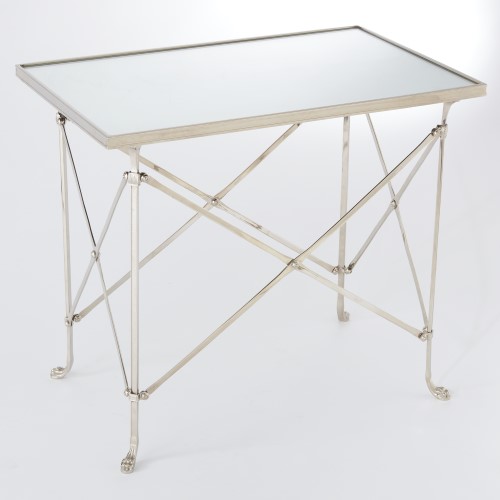 Rectangular Directoire Table-Nickel w/Mirror Top Rectangular Directoire Table-Nickel w/Mirror Top