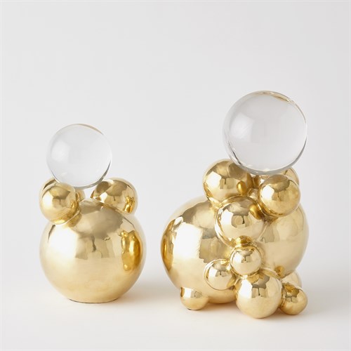 Bubble Orb Holder w/Crystal Sphere in Brass Collection