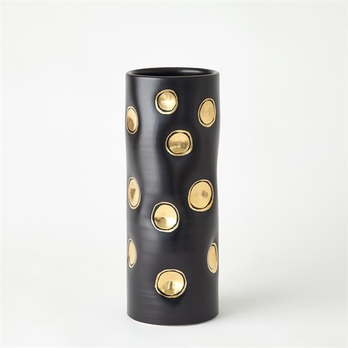 Dimples Vase-Black-Cylinder