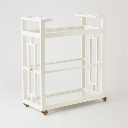 Grid Block Bar Cart-White