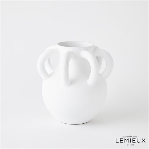 Amphora Loop Vase-White-Sm