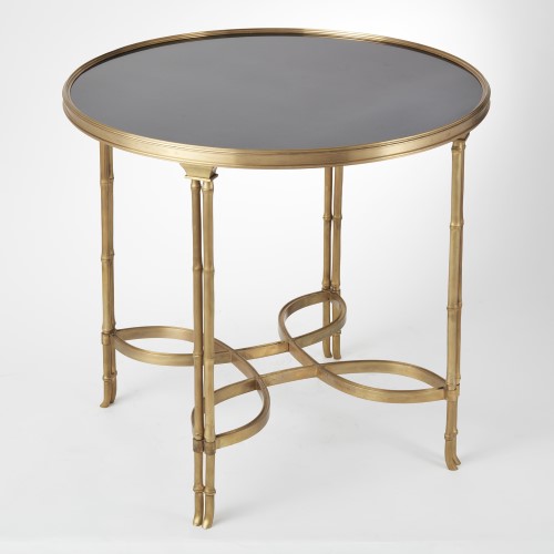 Double Bamboo Leg Table-Brass & Black Granite Double Bamboo Leg Table-Brass & Black Granite