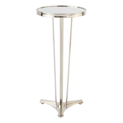 French Modern Side Table-Nickel w/Mirror Top French Modern Side Table-Nickel w/Mirror Top