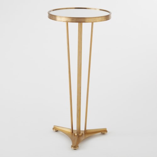 French Modern Side Table-Antique Brass w/Mirror T