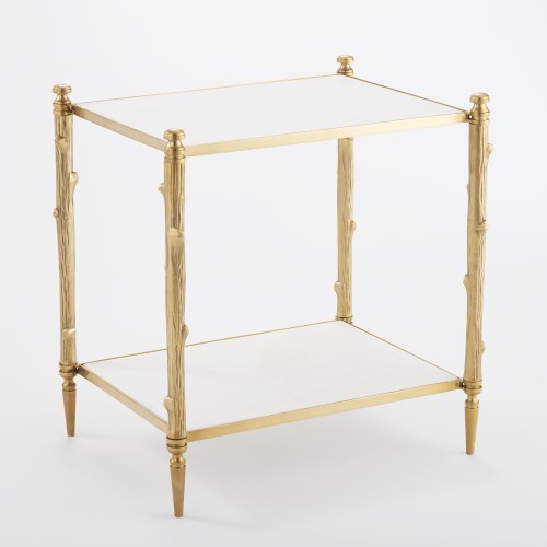 Arbor Side Table-Brass & White Marble