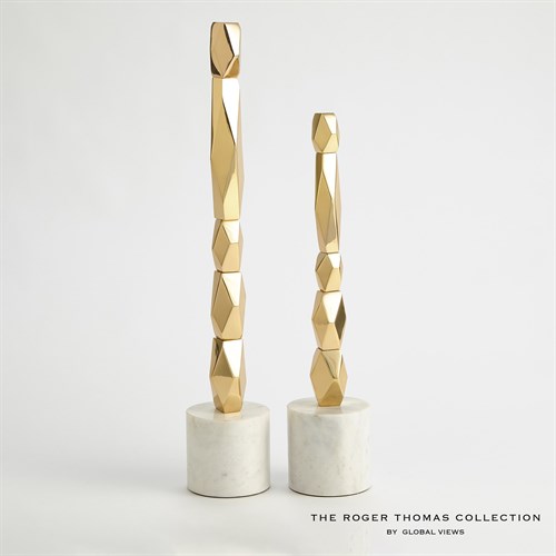 Facet Block Sculpture-Brass