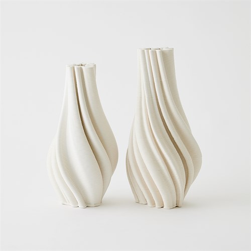 Twist Printed Vases-Matte White