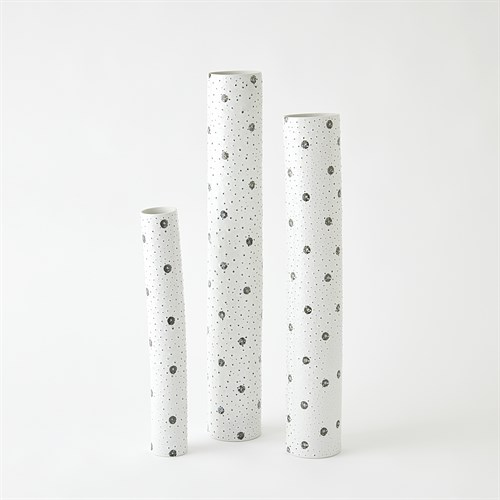 Spotted Tube Vases-White w/Black Spots