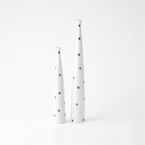 Spotted Tapered Vases-White w/Black Spots