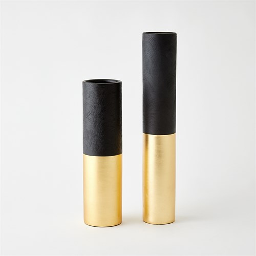 Collins Vases-Matte Black/Gold Metallic