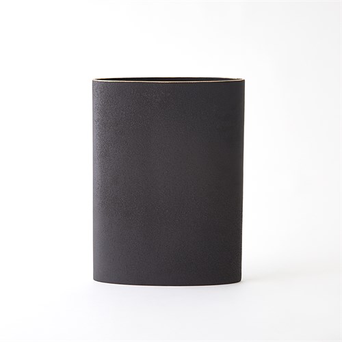 Tuba Vase-Black w/Gold Rim-Lg