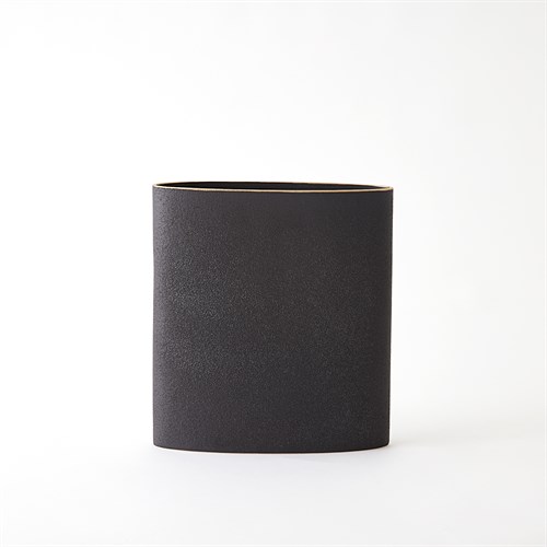 Tuba Vase-Black w/Gold Rim-Sm