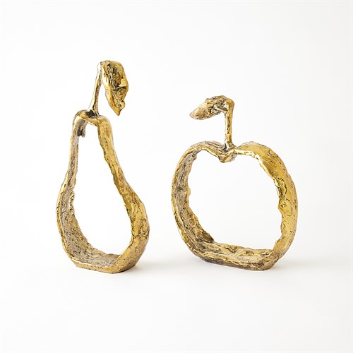 Apple and Pear Silhouettes-Brass