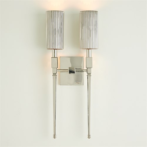 Fluted Double Sconce-Nickel