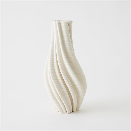 Twist Printed Vase-Matte White-Lg
