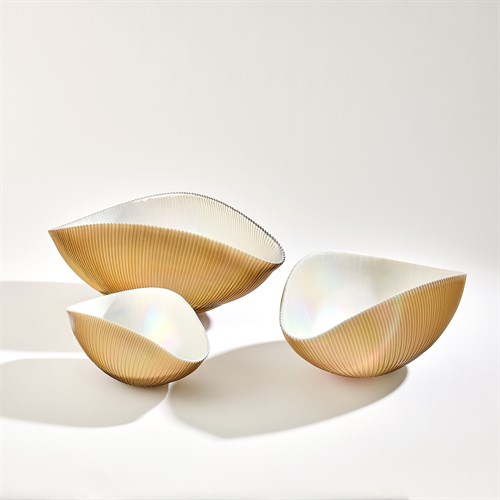 Pleated Bowls-Camel/Ivory