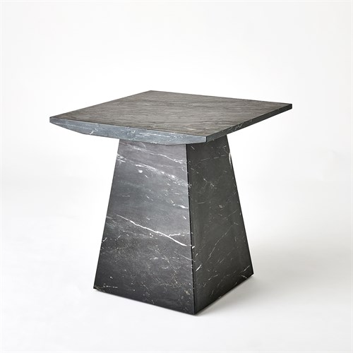 Aero Side Table-Black Leathered Marble