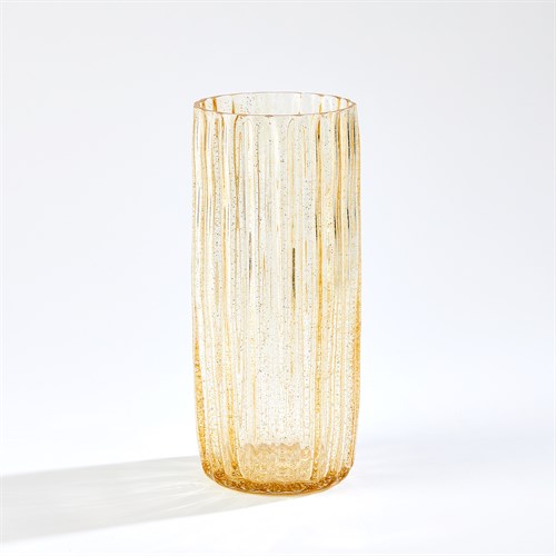 Pleated Glass Vase-Golden Flake