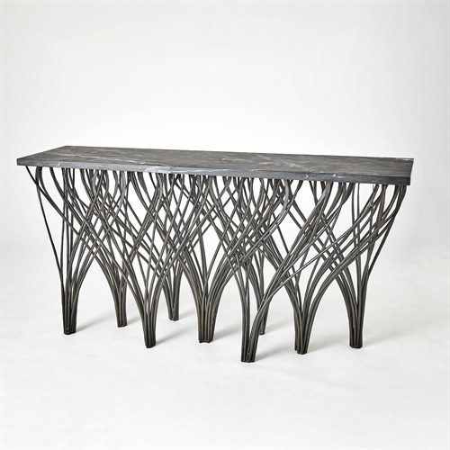 Vector Console-Natural Iron w/Black Marine Leather Marble