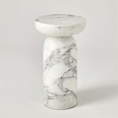 Tumble Accent Table-Arbescato White Marble