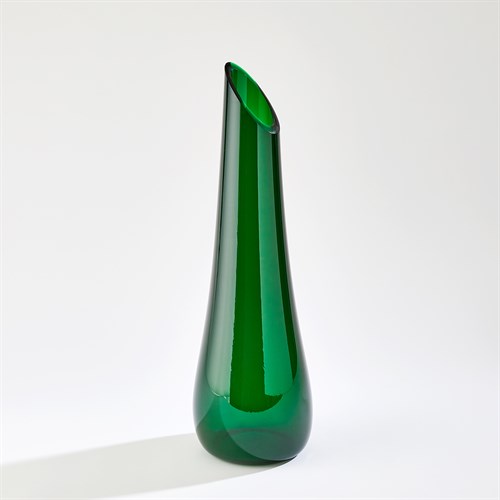 Tall Slant Vase-Emerald