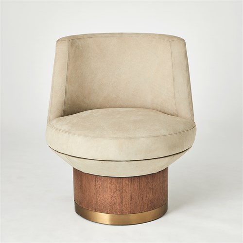 Brado Round Swivel Chair-Burlap Leather