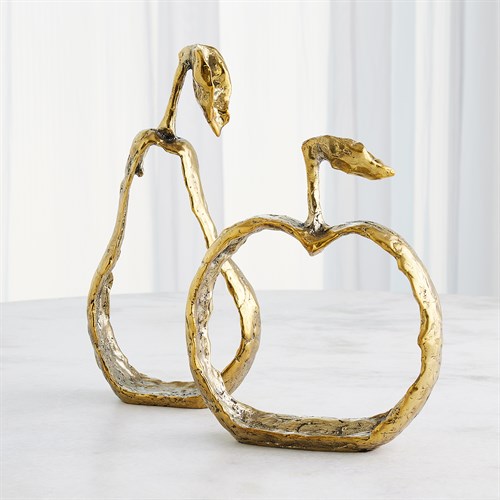 Apple and Pear Silhouettes-Brass