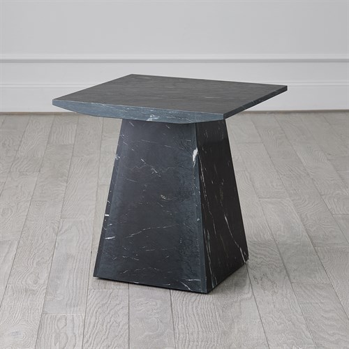 Aero Side Table-Black Leathered Marble