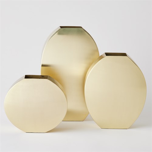 Squared Oval Vases-Brass