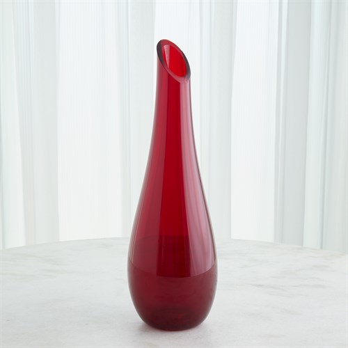 Tall Slant Vase-Deep Red