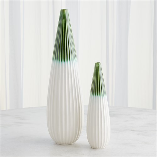 Furrow Taper Vases-Emerald