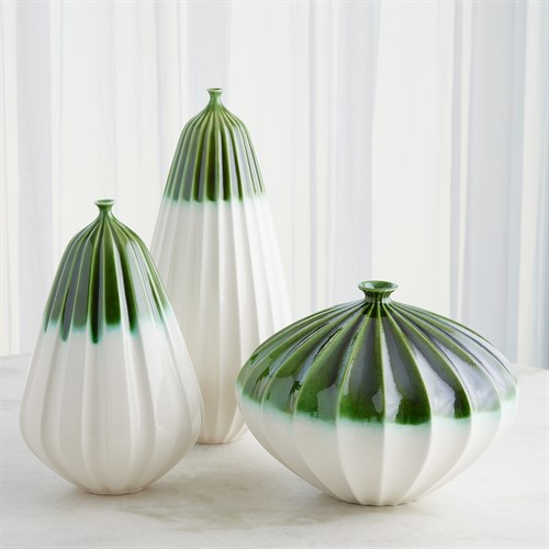 Furrow Vases-Emerald