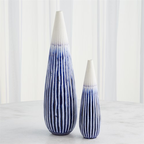 Furrow Taper Vases-Cobalt