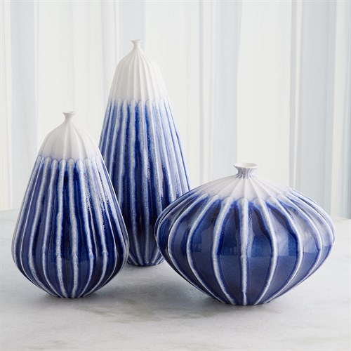 Furrow Vases-Cobalt