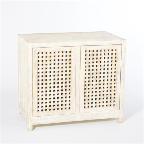 Driftwood Lattice Two-Door Cabinet-White