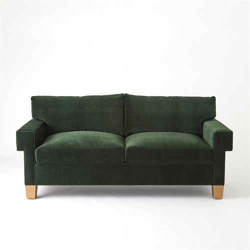 Square Arm Sofa-Green Velvet