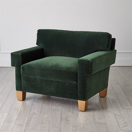 Square Arm Chair-Green Velvet
