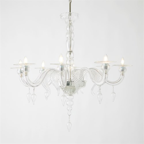 Embellished Venetian Glass Chandelier-Clear