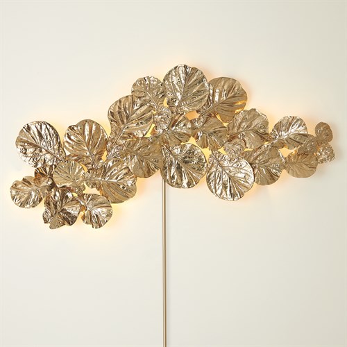 Fiddle Fig Lighted Wall Decor-Brass