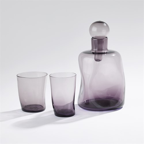 Pinched Decanter and Drinking Glasses-Purple
